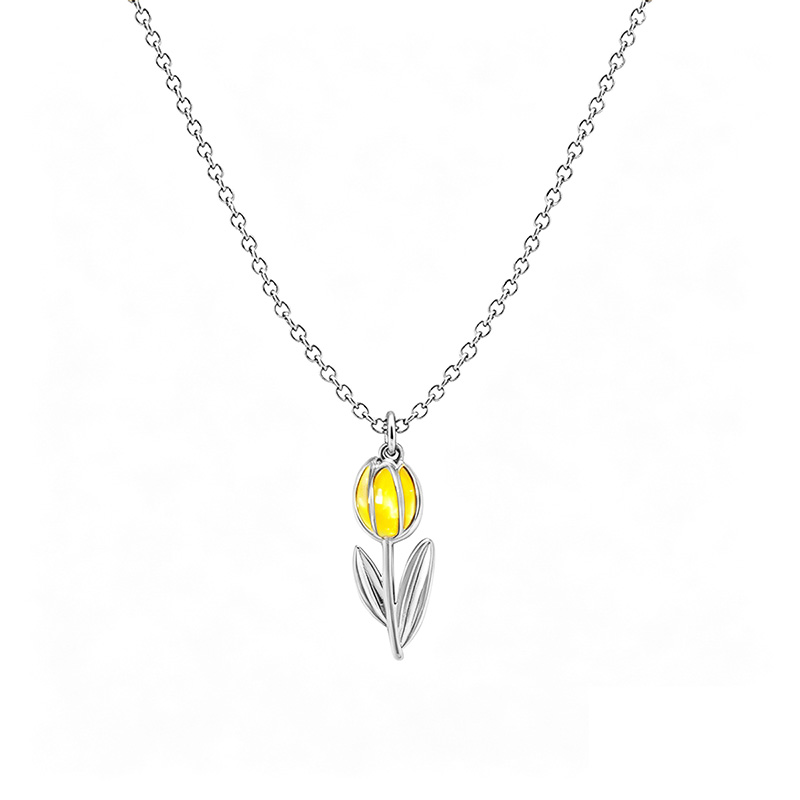 COLLANA CON PENDENTE TULIPANO IN SMALTO COLORATO - FJ2642D044