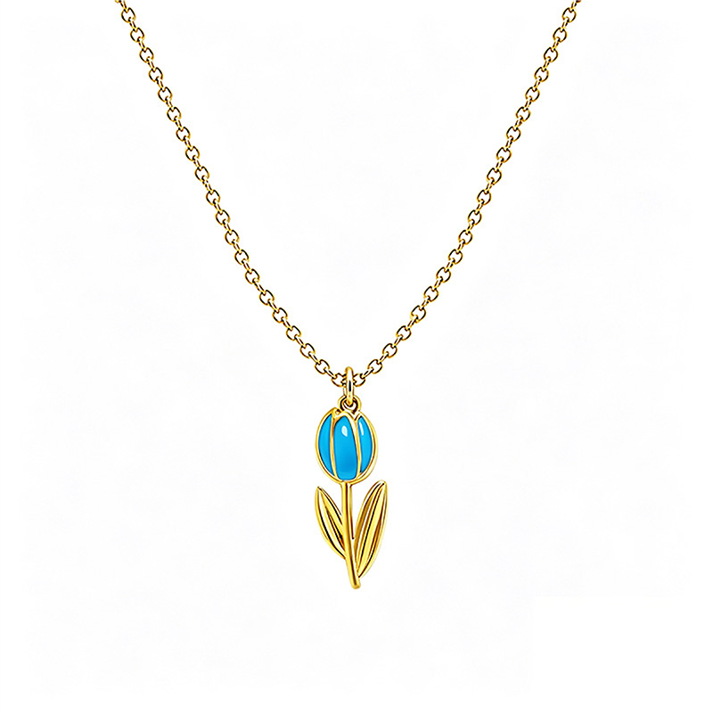 COLLANA CON PENDENTE TULIPANO IN SMALTO COLORATO - FJ2642D045