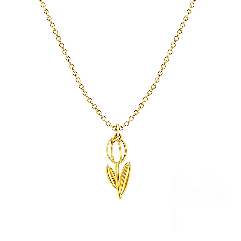 COLLANA CON PENDENTE TULIPANO IN SMALTO COLORATO - FJ2642D045