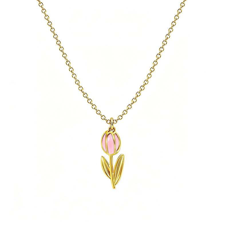 COLLANA CON PENDENTE TULIPANO IN SMALTO COLORATO - FJ2642D045