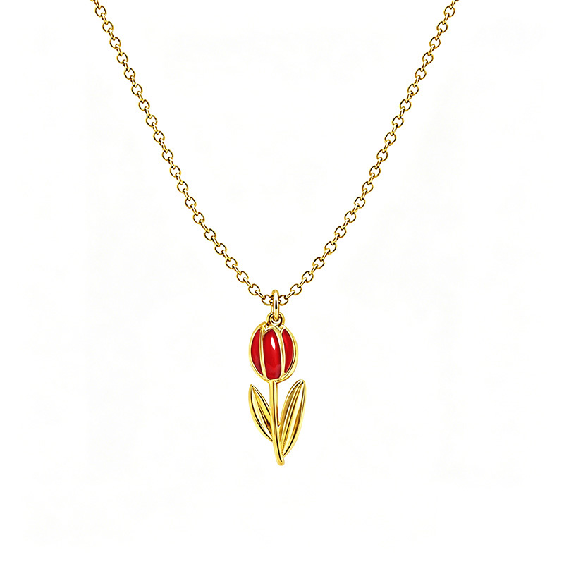 COLLANA CON PENDENTE TULIPANO IN SMALTO COLORATO - FJ2642D045