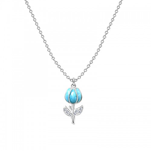COLLANA CON PENDENTE TULIPANO IN SMALTO COLORATO E STRASS - FJ2644D040