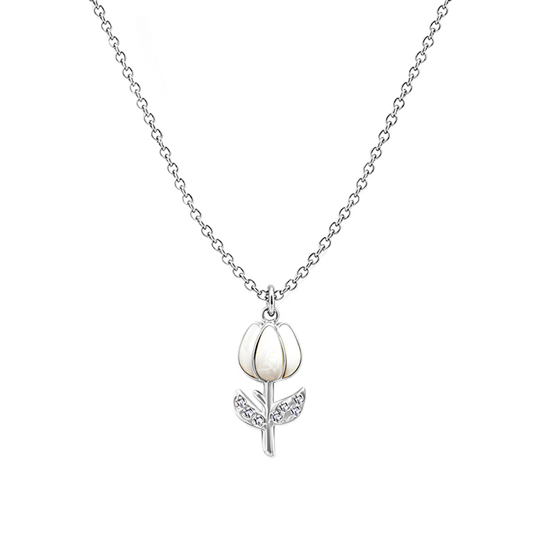 COLLANA CON PENDENTE TULIPANO IN SMALTO COLORATO E STRASS - FJ2644D040
