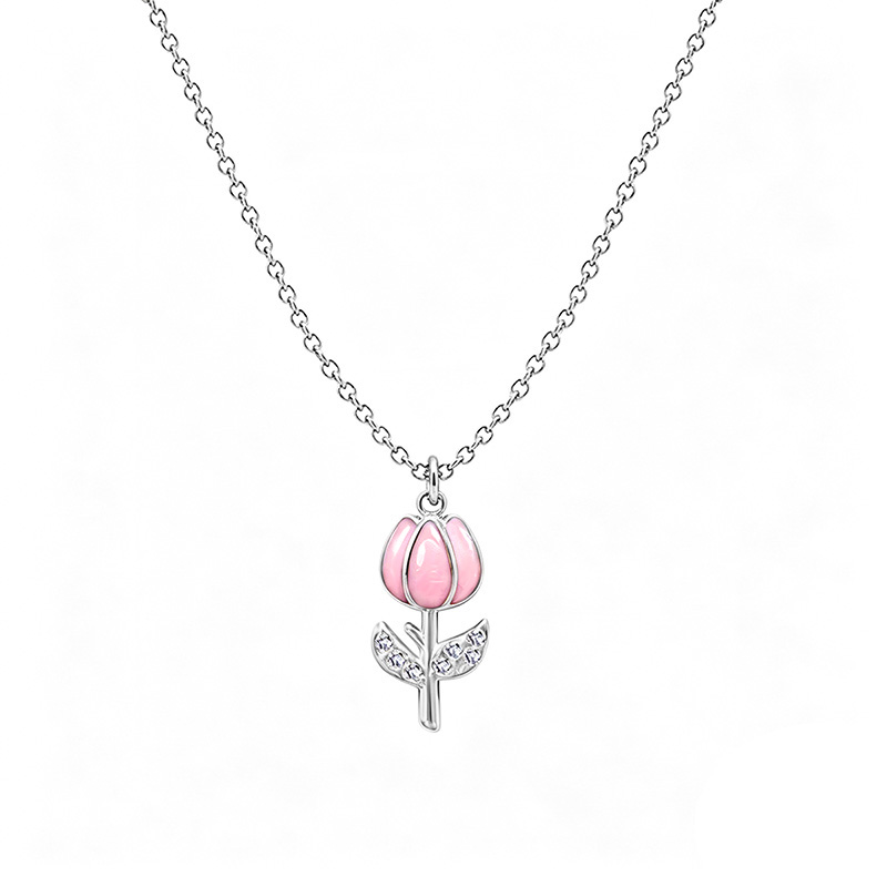 COLLANA CON PENDENTE TULIPANO IN SMALTO COLORATO E STRASS - FJ2644D040