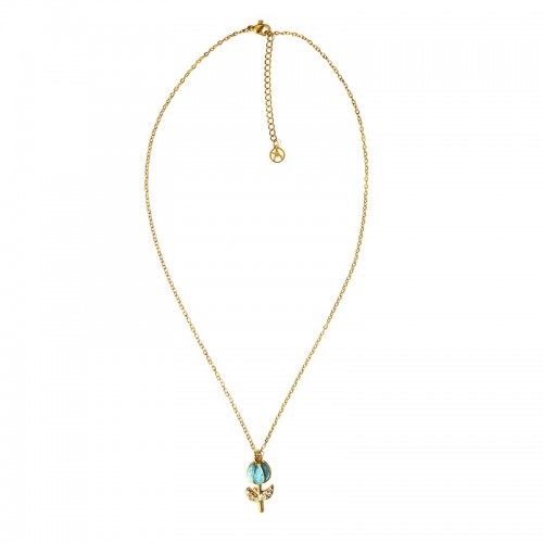 COLLANA CON PENDENTE TULIPANO IN SMALTO COLORATO E STRASS - FJ2644D41