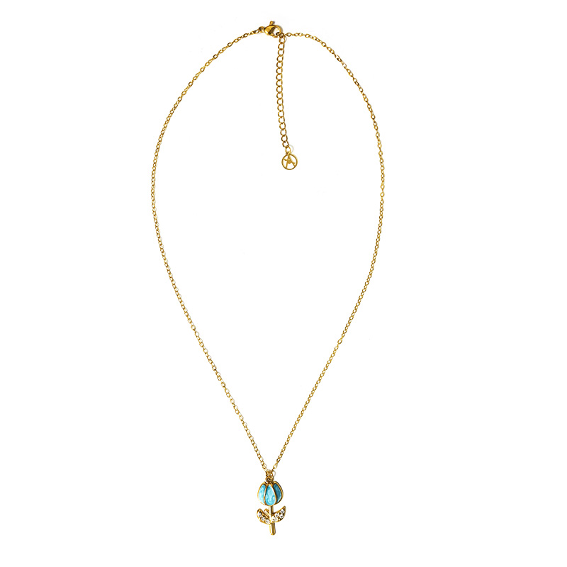 COLLANA CON PENDENTE TULIPANO IN SMALTO COLORATO E STRASS - FJ2644D41