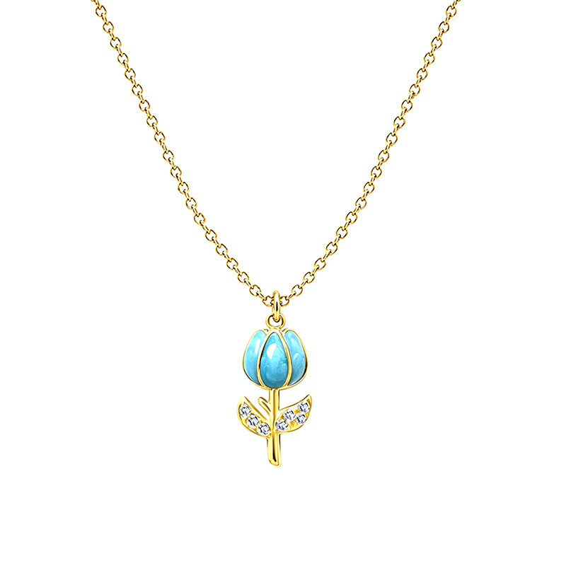 COLLANA CON PENDENTE TULIPANO IN SMALTO COLORATO E STRASS - FJ2644D41