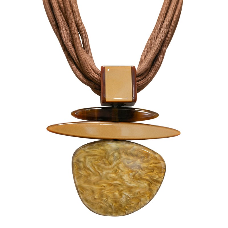 COLLANA MULTIFILO IN CORDA CON PENDENTE IN RESINA - FT24128A474