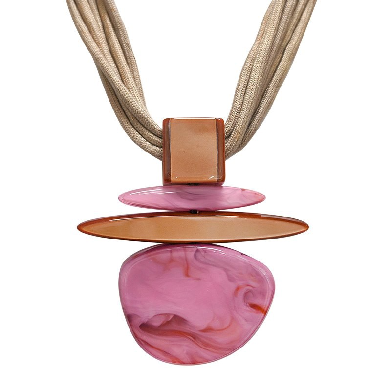 COLLANA MULTIFILO IN CORDA CON PENDENTE IN RESINA - FT24128A474