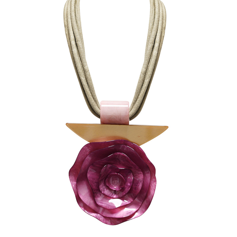 COLLANA MULTIFILO IN CORDA CON PENDENTE A FIORE IN RESINA - FT24128A785