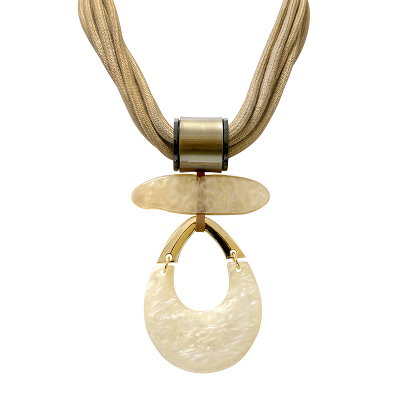 COLLANA MULTIFILO IN CORDA CON PENDENTE A GOCCIA IN RESINA - FT24128B988