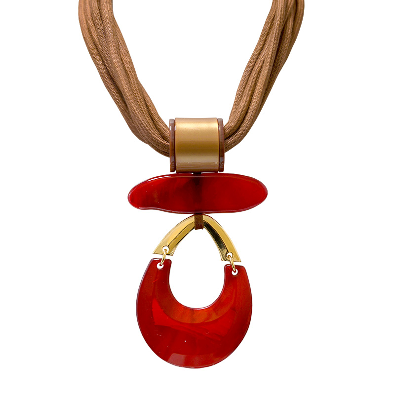 COLLANA MULTIFILO IN CORDA CON PENDENTE A GOCCIA IN RESINA - FT24128B988