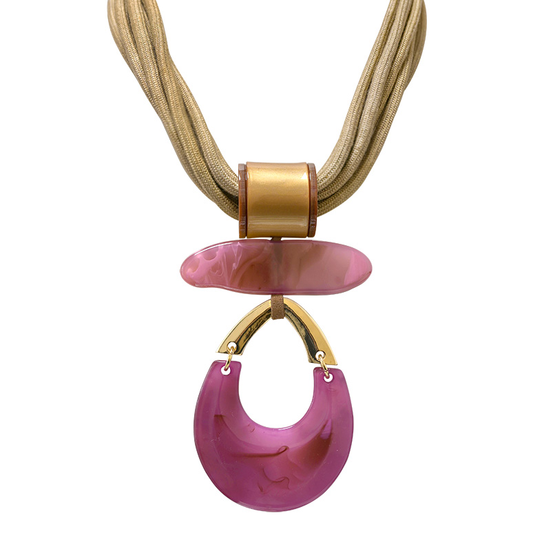 COLLANA MULTIFILO IN CORDA CON PENDENTE A GOCCIA IN RESINA - FT24128B988