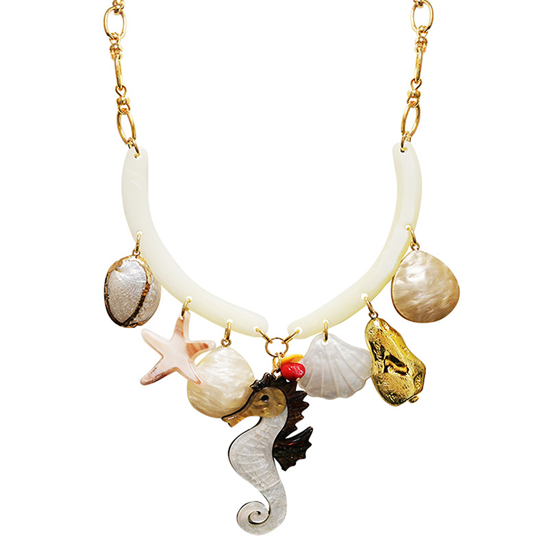 COLLANA IN RESINA CON CHARMS MARINI E CAVALLUCCIO MARINO - FT24132B993