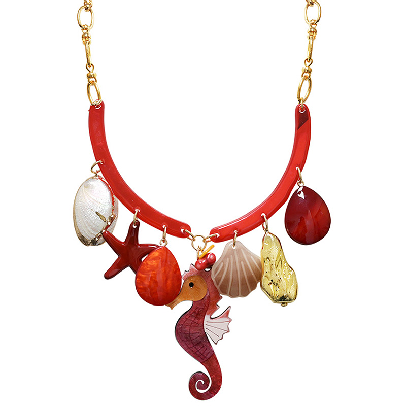 COLLANA IN RESINA CON CHARMS MARINI E CAVALLUCCIO MARINO - FT24132B993