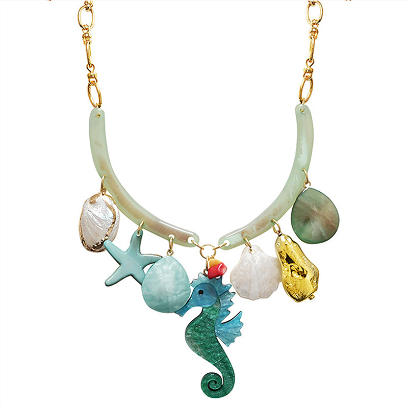 COLLANA IN RESINA CON CHARMS MARINI E CAVALLUCCIO MARINO - FT24132B993