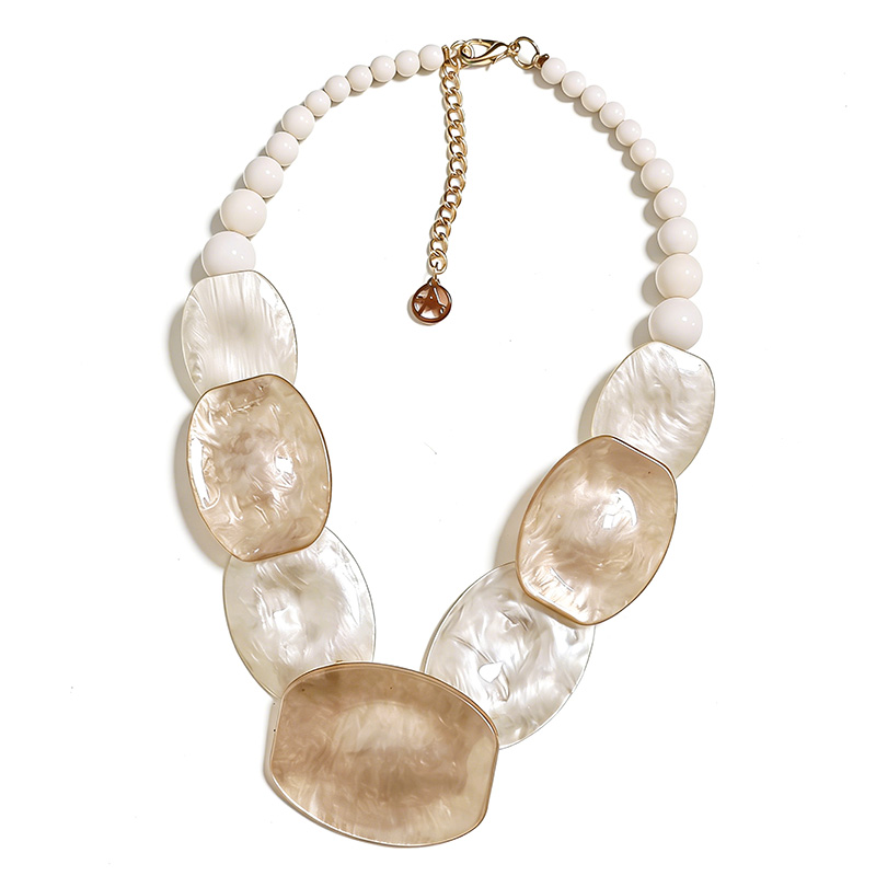 COLLANA CON PERLINE E DISCHI PIATTI IN RESINA - FT24144B985