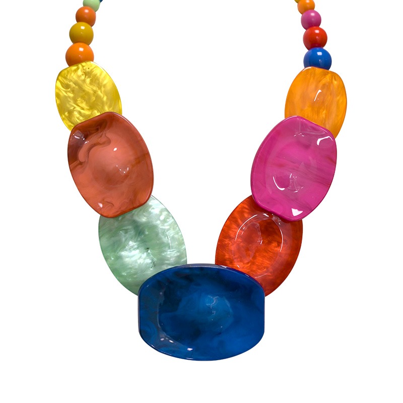 COLLANA CON PERLINE E DISCHI PIATTI IN RESINA - FT24144B985