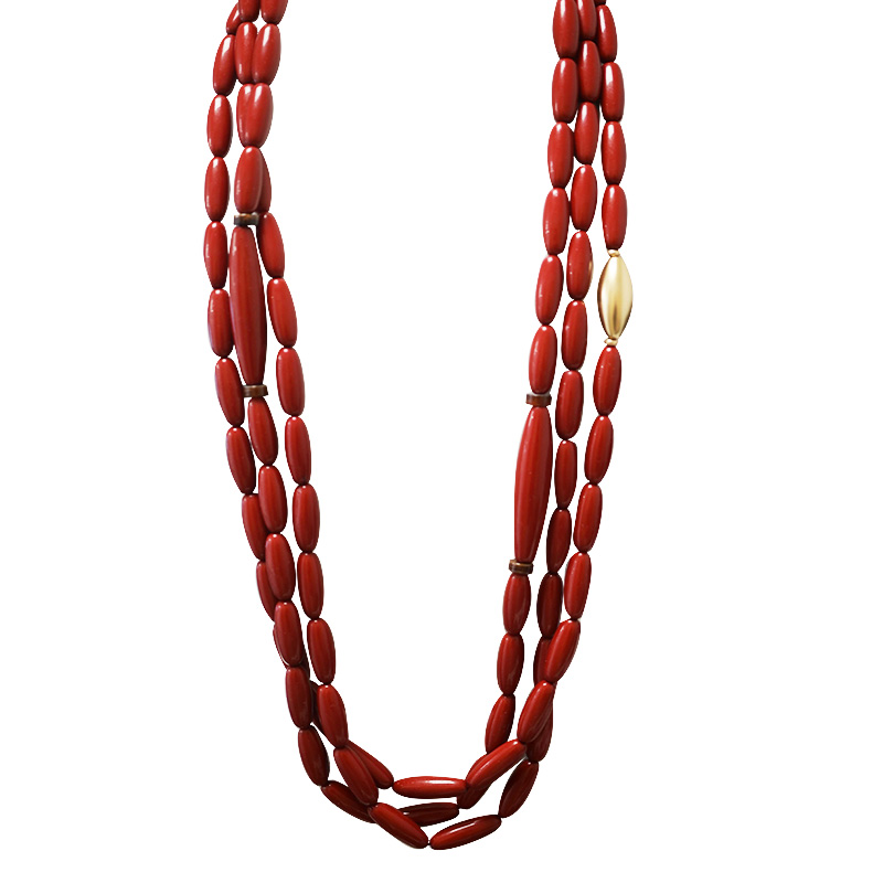 COLLANA LUNGA DI PERLINE IN RESINA A TRE FILI - FT24148B621 COLLANA LUNGA DI PERLINE IN RESINA A TRE FILI - FT24148B621