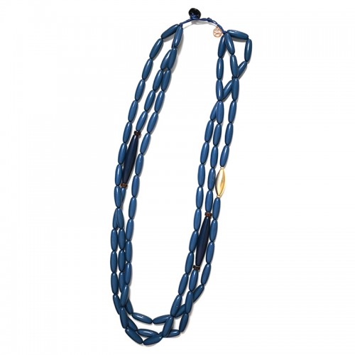 COLLANA LUNGA DI PERLINE IN RESINA A TRE FILI - FT24148B621
