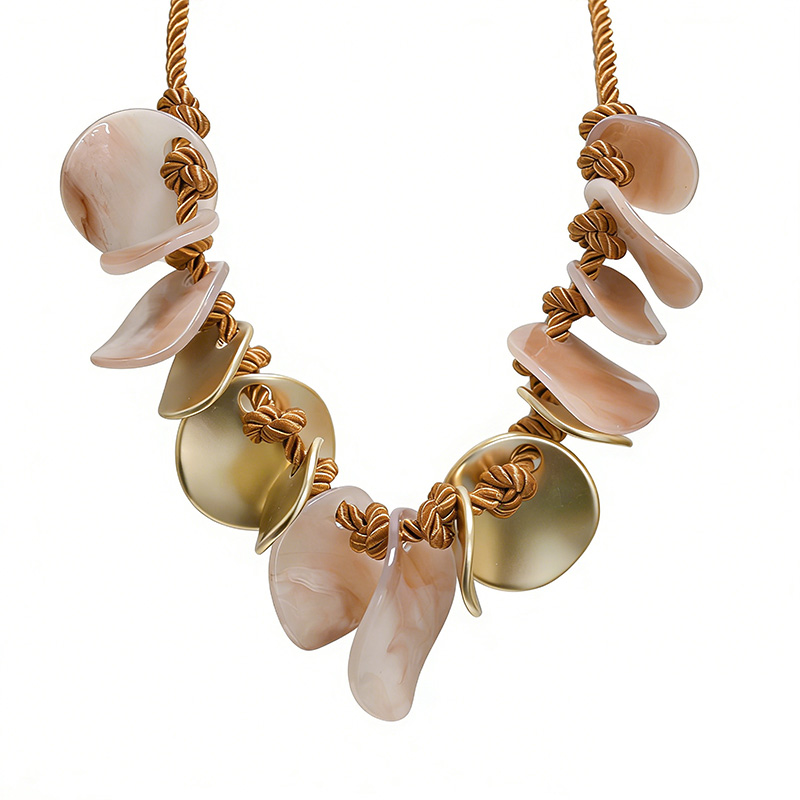 COLLANA CON DISCHI IN RESINA E CORDA INTRECCIATA - FT24152B987