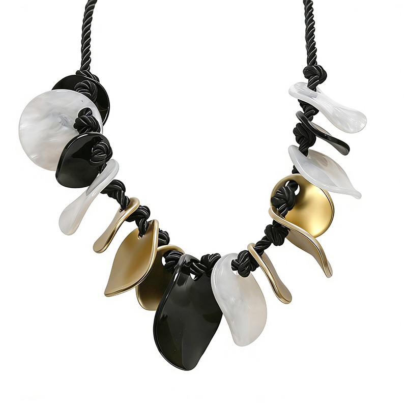 COLLANA CON DISCHI IN RESINA E CORDA INTRECCIATA - FT24152B987