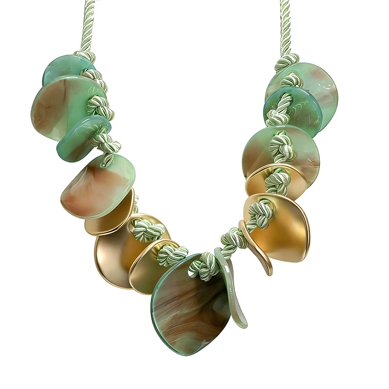 COLLANA CON DISCHI IN RESINA E CORDA INTRECCIATA - FT24152B987