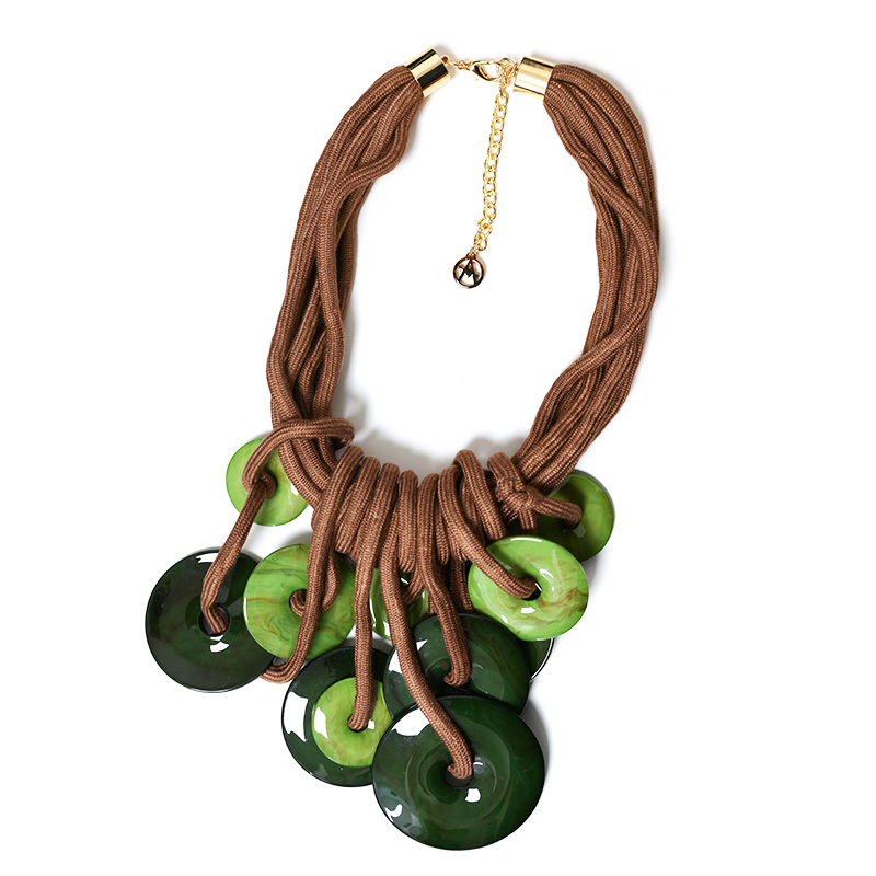 COLLANA MULTIFILO IN CORDA CON DISCHI PENDENTI IN RESINA - FT24156B612