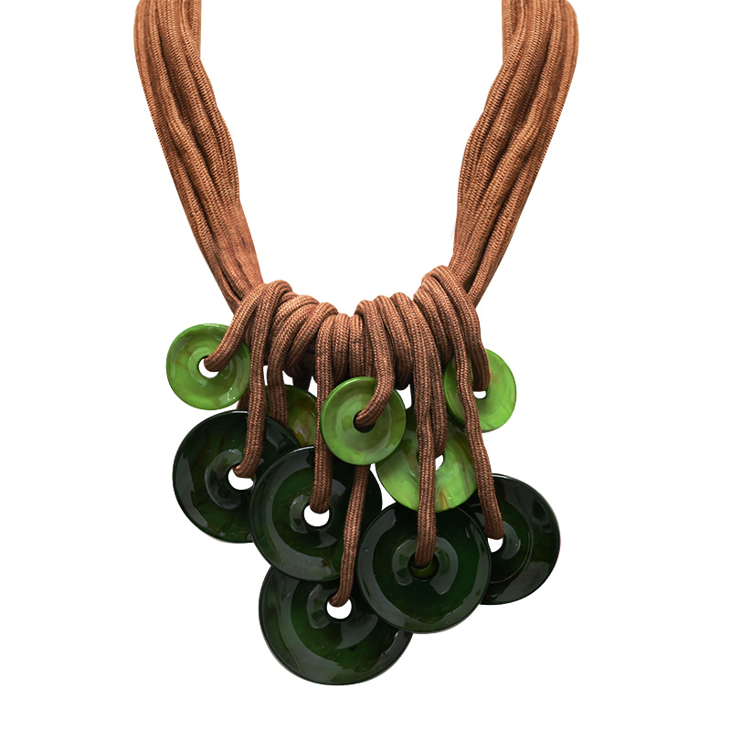 COLLANA MULTIFILO IN CORDA CON DISCHI PENDENTI IN RESINA - FT24156B612