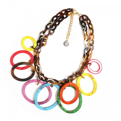 COLLANA BAVAGLINO CON ANELLI IN RESINA - FT24160B759