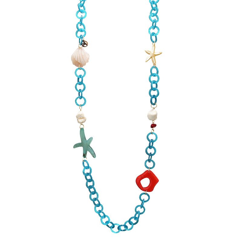 COLLANA LUNGA IN RESINA CON ELEMENTI MARINI - FT24160B990