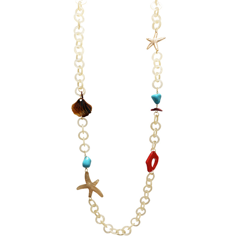 COLLANA LUNGA IN RESINA CON ELEMENTI MARINI - FT24160B990