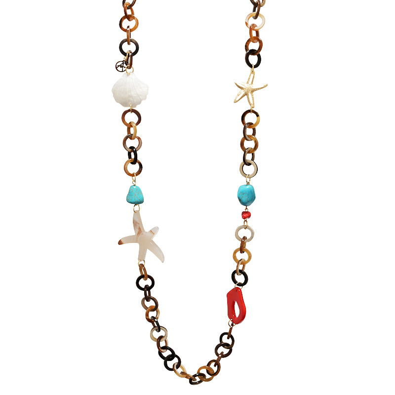 COLLANA LUNGA IN RESINA CON ELEMENTI MARINI - FT24160B990