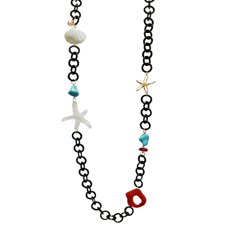COLLANA LUNGA IN RESINA CON ELEMENTI MARINI - FT24160B990