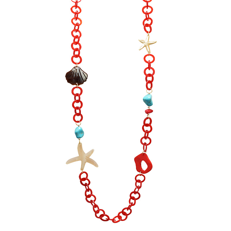 COLLANA LUNGA IN RESINA CON ELEMENTI MARINI - FT24160B990