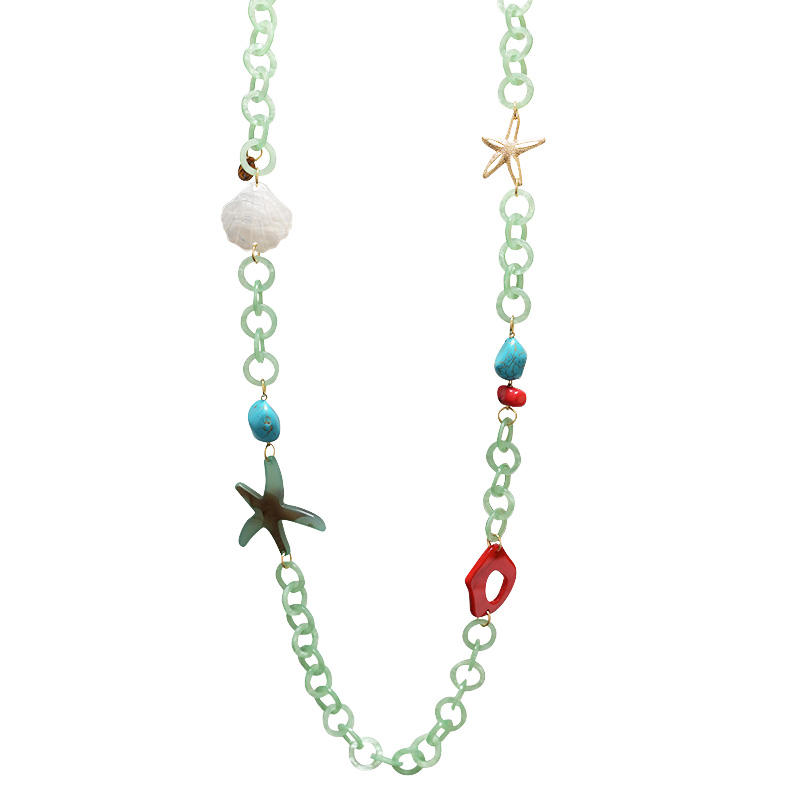 COLLANA LUNGA IN RESINA CON ELEMENTI MARINI - FT24160B990