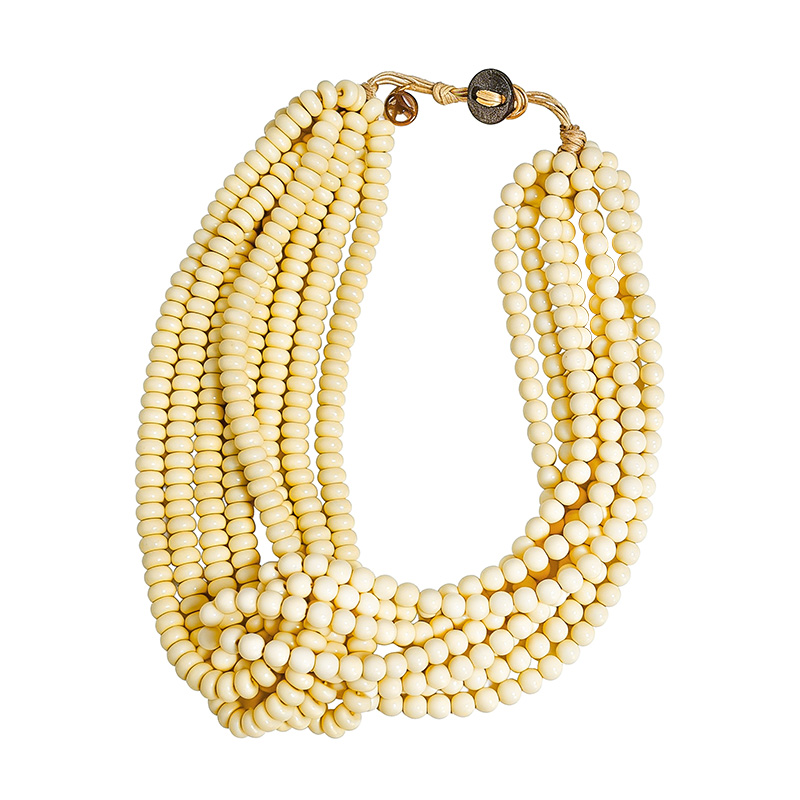 COLLANA MULTIFILO CON PERLINE IN RESINA E INTRECCIO CENTRALE - FT24168B986