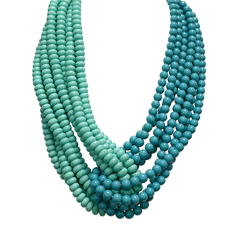 COLLANA MULTIFILO CON PERLINE IN RESINA E INTRECCIO CENTRALE - FT24168B986