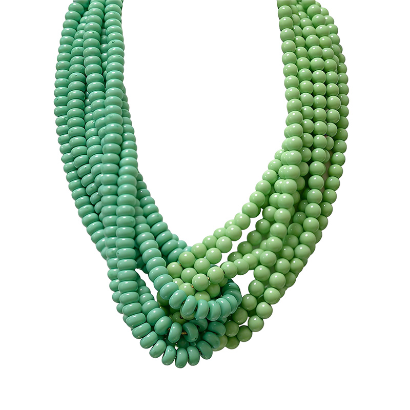 COLLANA MULTIFILO CON PERLINE IN RESINA E INTRECCIO CENTRALE - FT24168B986