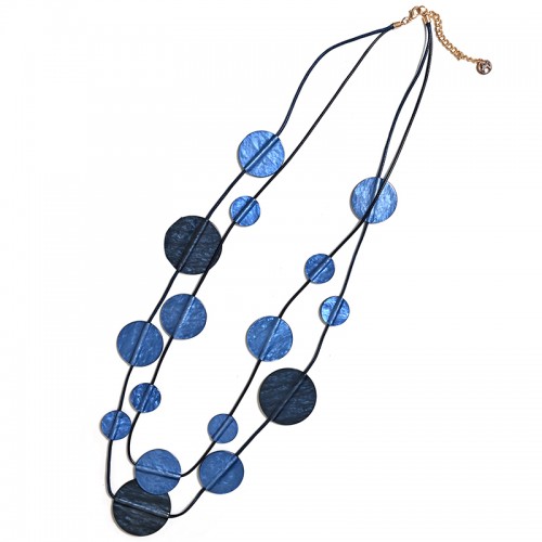 COLLANA LUNGA A DOPPI FILI CON DISCHI IN RESINA - FT24184A299