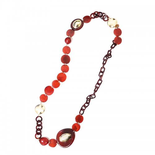 COLLANA LUNGA CON CATENA E DISCHI IN RESINA - FT24184B618