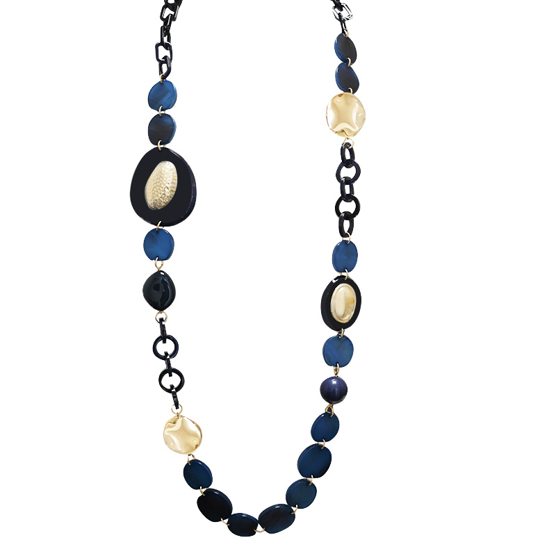 COLLANA LUNGA CON CATENA E DISCHI IN RESINA - FT24184B618 COLLANA LUNGA CON CATENA E DISCHI IN RESINA - FT24184B618