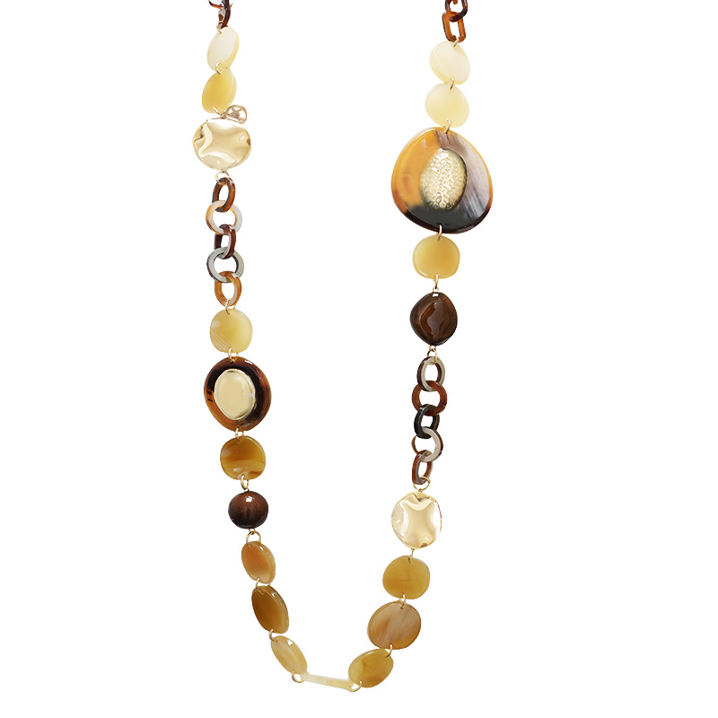 COLLANA LUNGA CON CATENA E DISCHI IN RESINA - FT24184B618 COLLANA LUNGA CON CATENA E DISCHI IN RESINA - FT24184B618