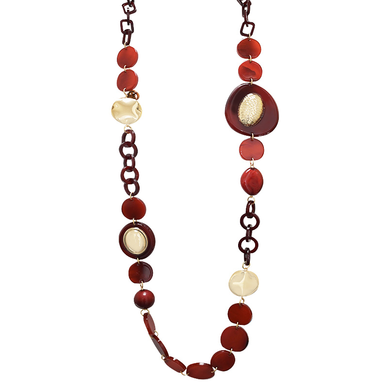 COLLANA LUNGA CON CATENA E DISCHI IN RESINA - FT24184B618 COLLANA LUNGA CON CATENA E DISCHI IN RESINA - FT24184B618