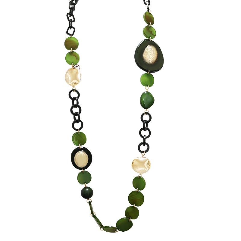 COLLANA LUNGA CON CATENA E DISCHI IN RESINA - FT24184B618 COLLANA LUNGA CON CATENA E DISCHI IN RESINA - FT24184B618