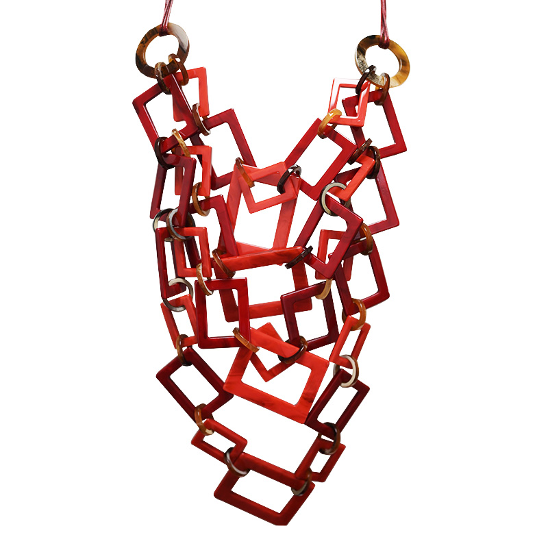 COLLANA MULTISTRATO CON RETTANGOLI IN RESINA - FT24184B760 COLLANA MULTISTRATO CON RETTANGOLI IN RESINA - FT24184B760