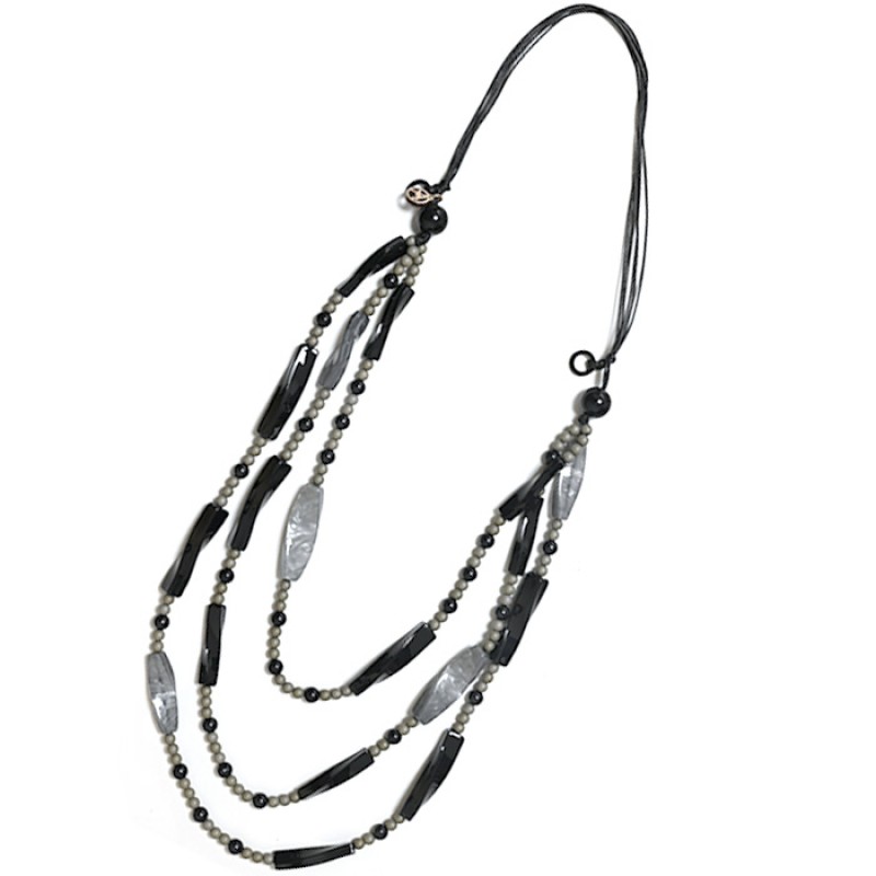 COLLANA CORDA LUNGA A TRE FILI CON PERLINE IN RESINA - FT24192A301 COLLANA CORDA LUNGA A TRE FILI CON PERLINE IN RESINA - FT24192A301
