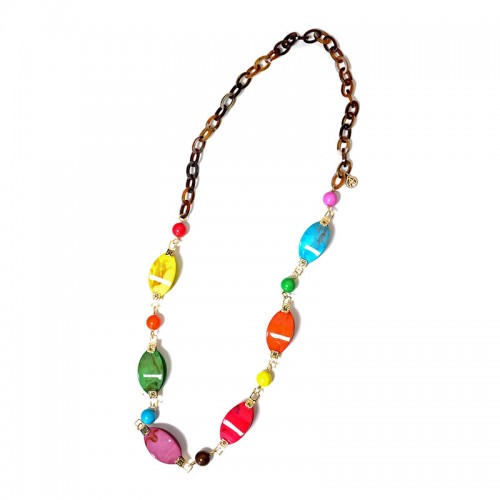 COLLANA LUNGA CON CATENA E PERLINE IN RESINA - FT24196B761