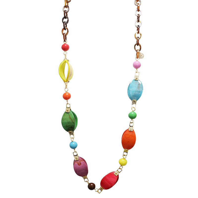 COLLANA LUNGA CON CATENA E PERLINE IN RESINA - FT24196B761 COLLANA LUNGA CON CATENA E PERLINE IN RESINA - FT24196B761