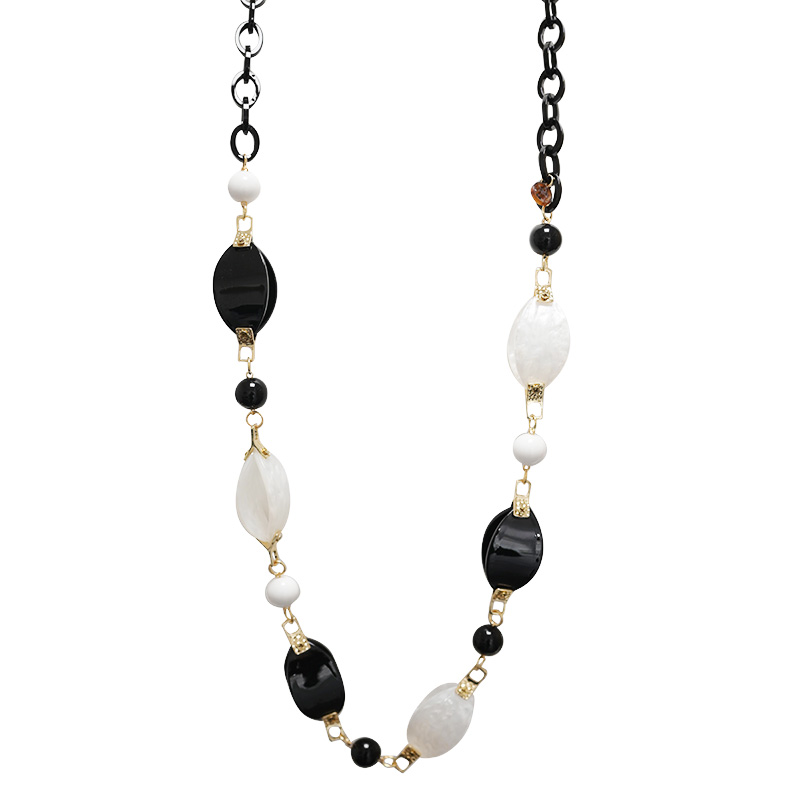 COLLANA LUNGA CON CATENA E PERLINE IN RESINA - FT24196B761 COLLANA LUNGA CON CATENA E PERLINE IN RESINA - FT24196B761